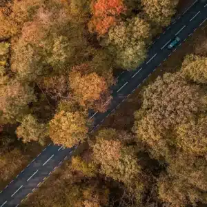 Vista aerea de un coche